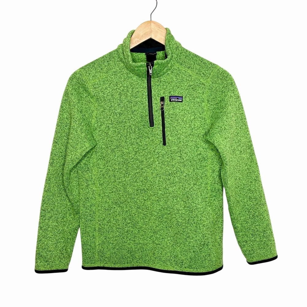 Patagonia Boys Better Sweater 1/4 Zip Green Size XL 14 Pullover Fleece Outdoor